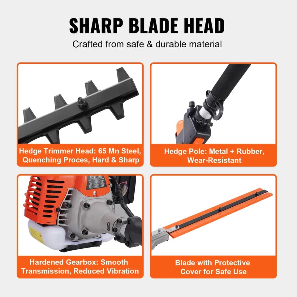 52CC 6-in-1 Petrol Hedge Trimmer | Multi-tool Brush Cutter & Pole Saw - Thumbnail 6