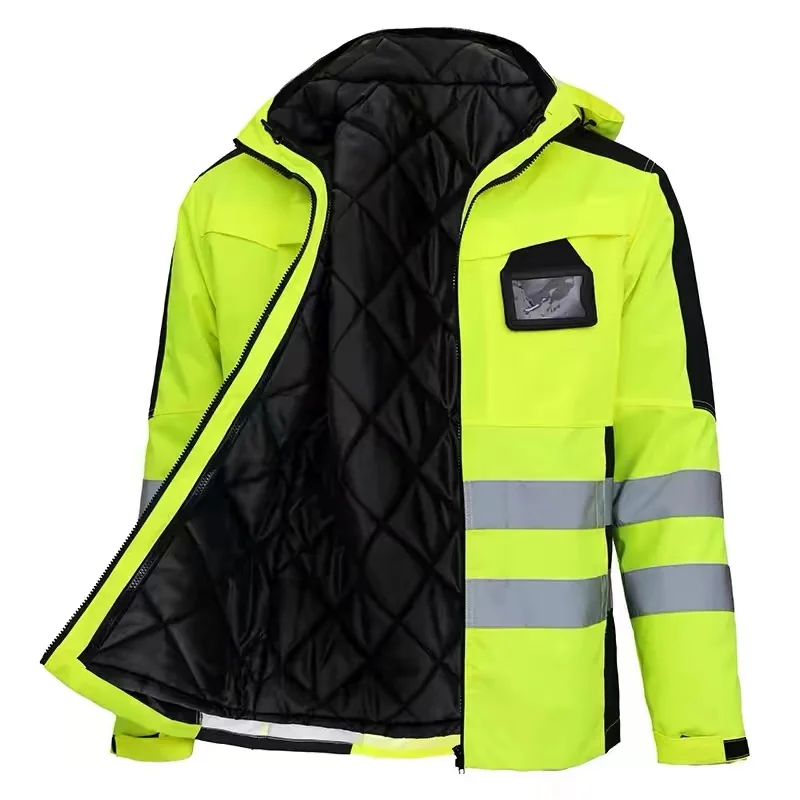 Biohazard Hazmat Suit | Hi-Vis Cotton Winter Safety Jacket | Road Night Riding - Thumbnail 2