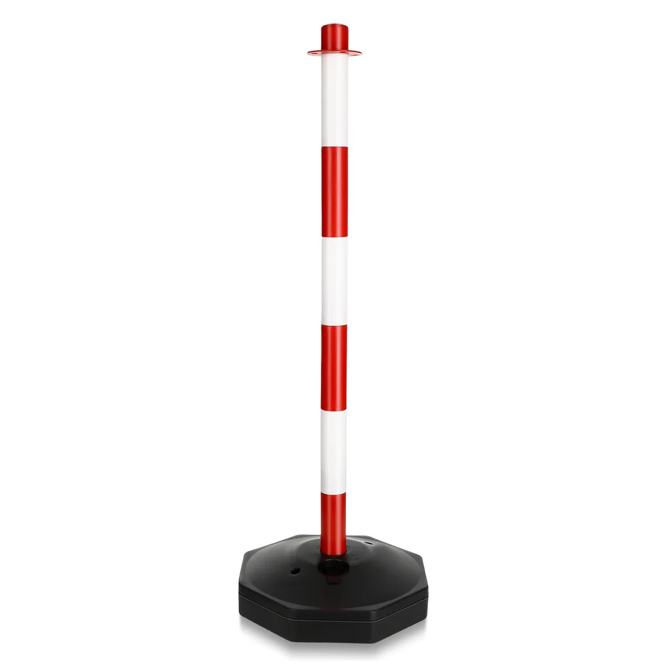 Red/White Elastic Bollard Driveway: Single red and white striped stanchion on a white background.