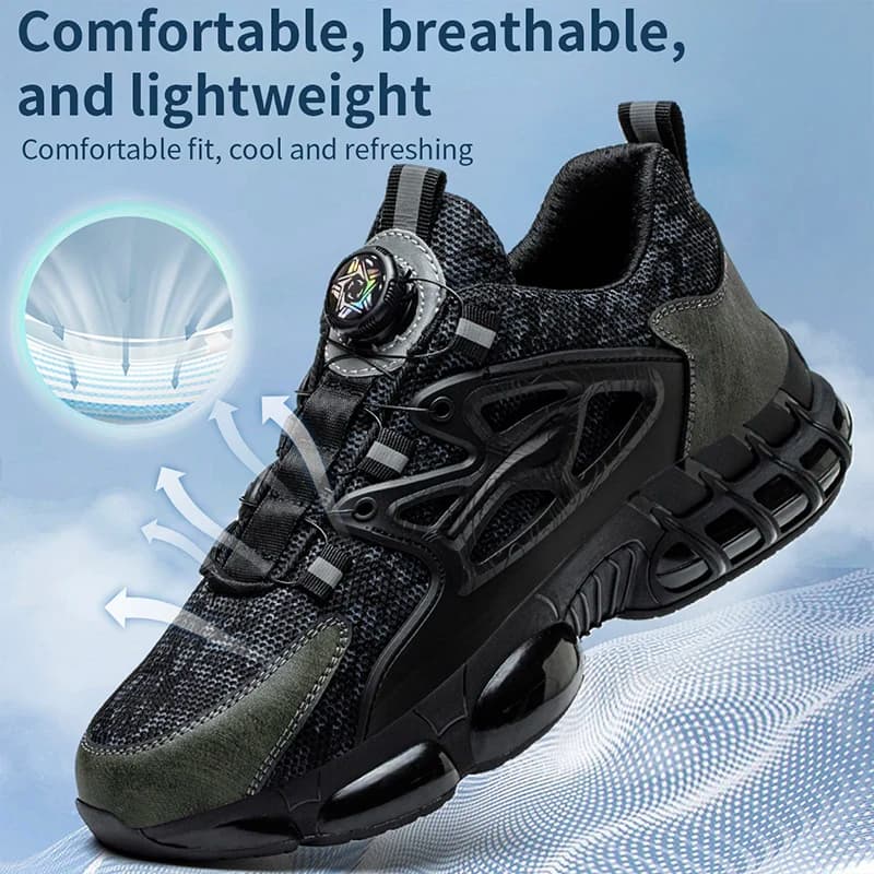Steel Toe Cap Safety Boots | Rotating Button Fastening | Puncture Proof Sole - Thumbnail 4