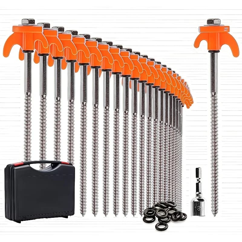 Heavy-Duty Ground Screw Anchors | Threaded with Hex Head | For Tents & Canopies - Thumbnail 2