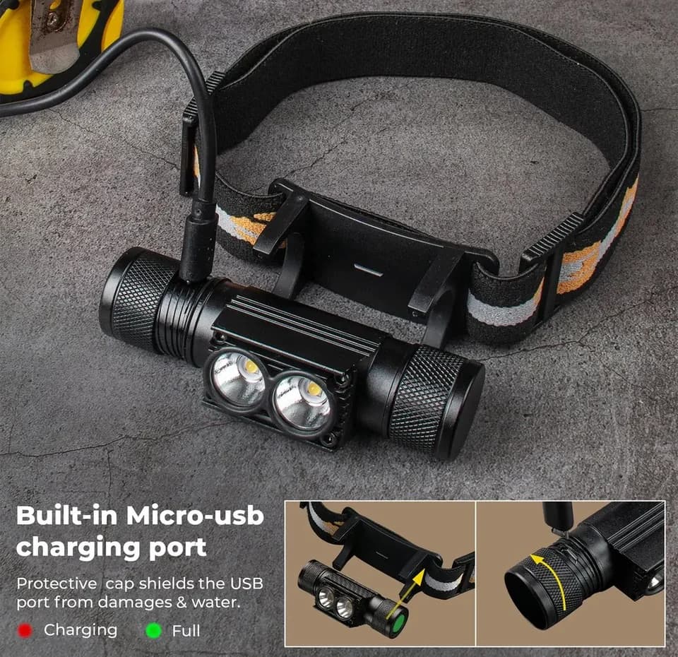 H25L USB Rechargeable Head Torch | 1000LM, 5000K | Camping & Fishing - Thumbnail 3