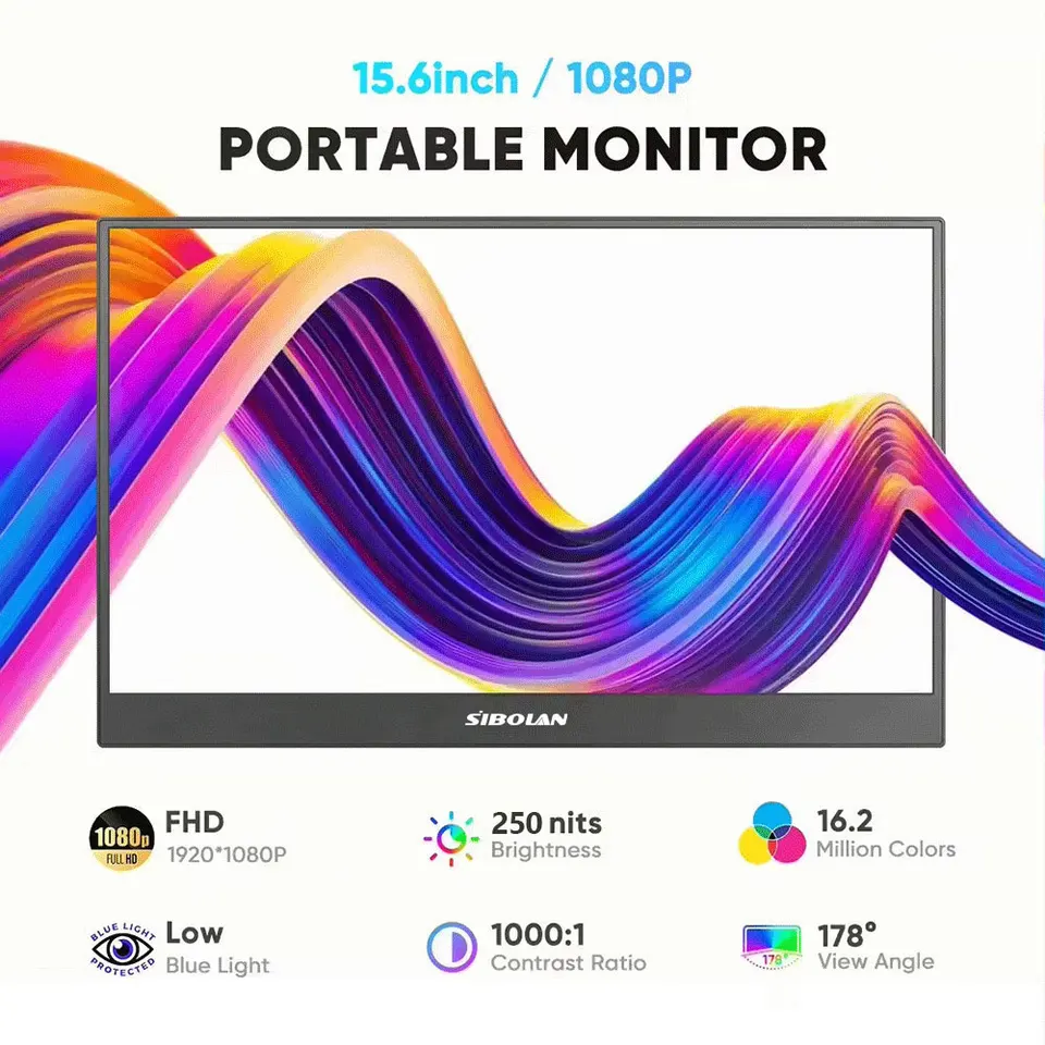 15.6" Portable Monitor 1080p 72% sRGB | Laptop Screen Extender | Win/Mac & Gaming - Thumbnail 6