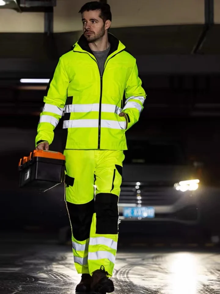 Biohazard Hazmat Suit | Hi-Vis Cotton Winter Safety Jacket | Road Night Riding - Thumbnail 4
