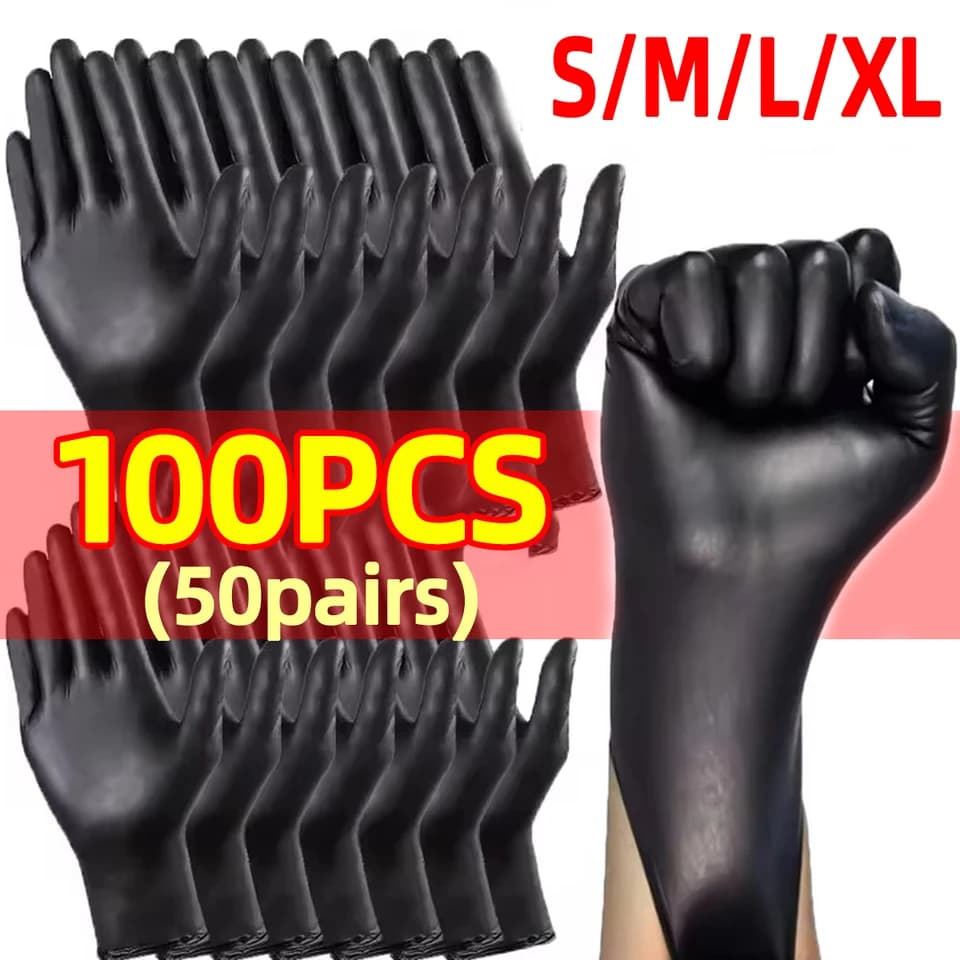Latex-Free Gloves Disposable | Black Nitrile | Food Safe Catering & Prep - Thumbnail 4
