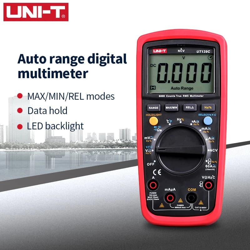 UNI-T UT139C Digital Multimeter | True RMS, 6000 Count | Voltmeter, Temperature - Thumbnail 5