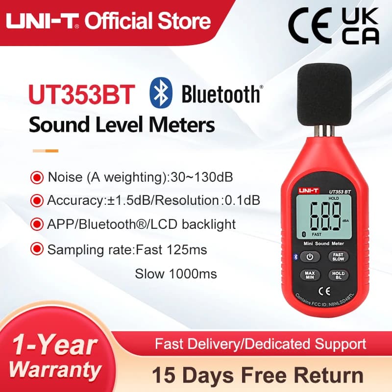 UNI-T UT353BT Sound Level Meter | Bluetooth Noise Tester 30-130dB | Decibel Monitoring - Thumbnail 4