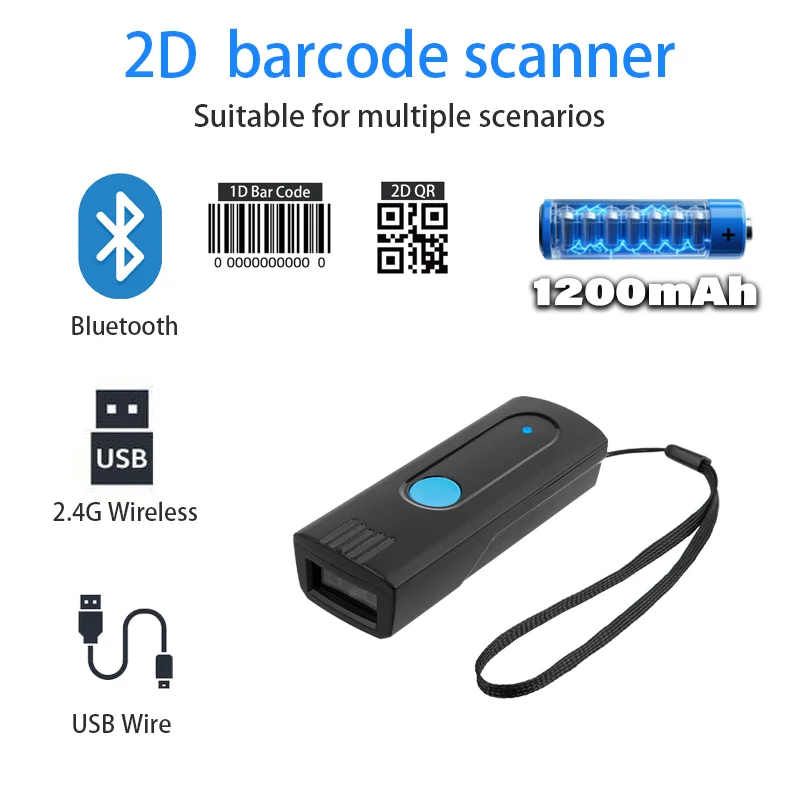 Mini Barcode Scanner | Wireless Bluetooth & Storage | iOS, Android, Windows Compatible - Thumbnail 7