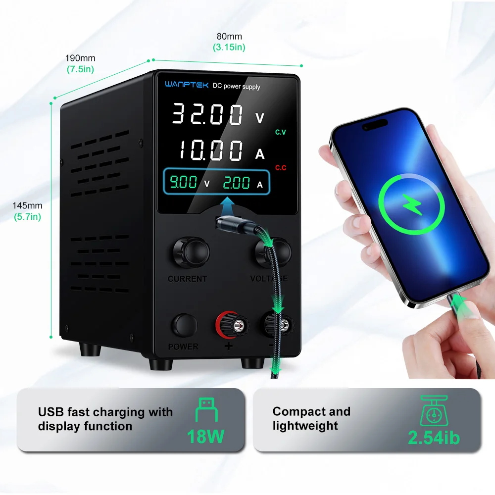 Adjustable DC Power Supply | 32V-160V Lab-Grade Voltage | USB Charging & Digital Display