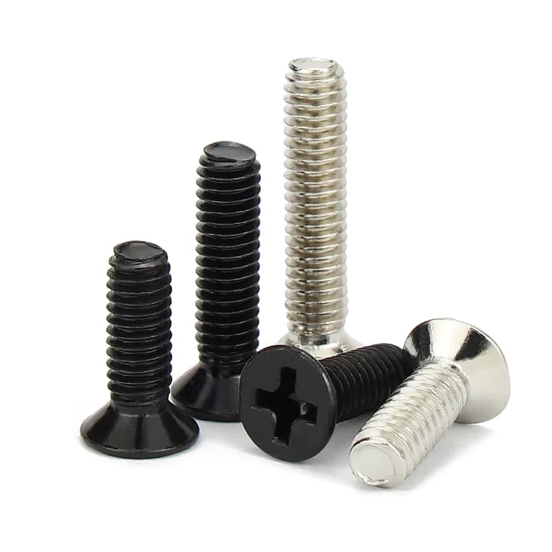Flat Head Phillips Machine Deck Screws in various sizes and finishes.