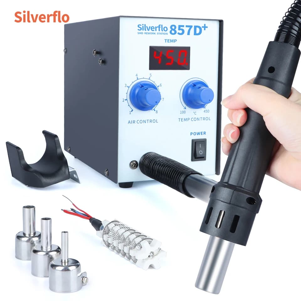 Silverflo 857D+ Soldering Iron | 600W Hot Air Rework Station | BGA SMD SOIC Repair - Thumbnail 3
