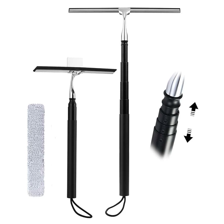 Telescopic Window Squeegee Cleaning Kit | 12-59'' Extendable | Glass & Shower Doors - Thumbnail 2