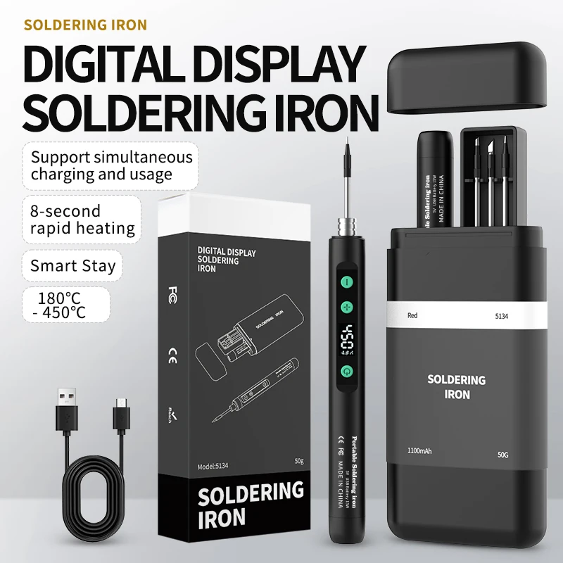 Wireless Soldering Iron Kit | USB-C Rechargeable | 180-450°C Adjustable Temperature - Thumbnail 2