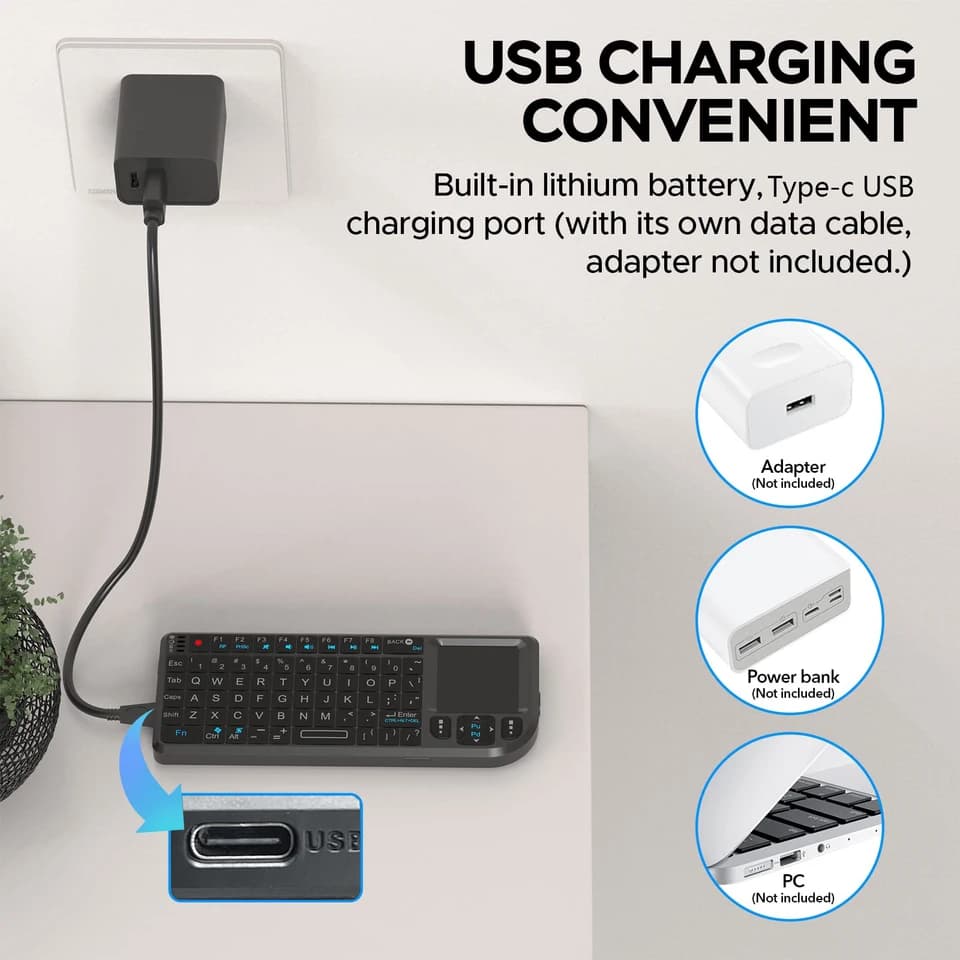 Wireless Keyboard with Touchpad | 7-Colour Backlight & Flashlight | PC & Smart TV Box - Thumbnail 6