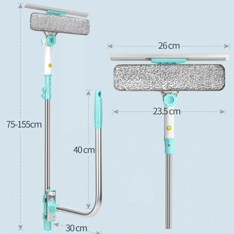 Telescopic Window Cleaning Kit | Microfiber Head & Scraper | High-Rise Glass & Dust - Thumbnail 4