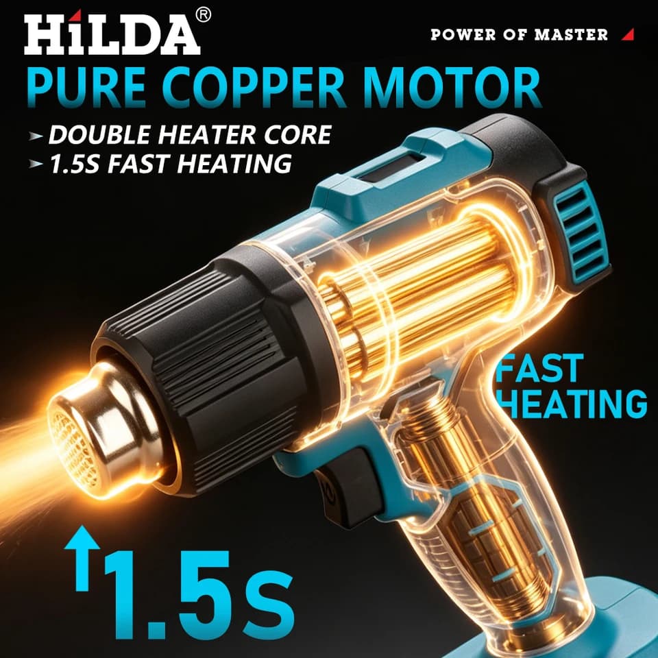 HILDA Cordless Heat Gun | Makita Battery Compatible | Shrink Wrap & Paint Removal - Thumbnail 3