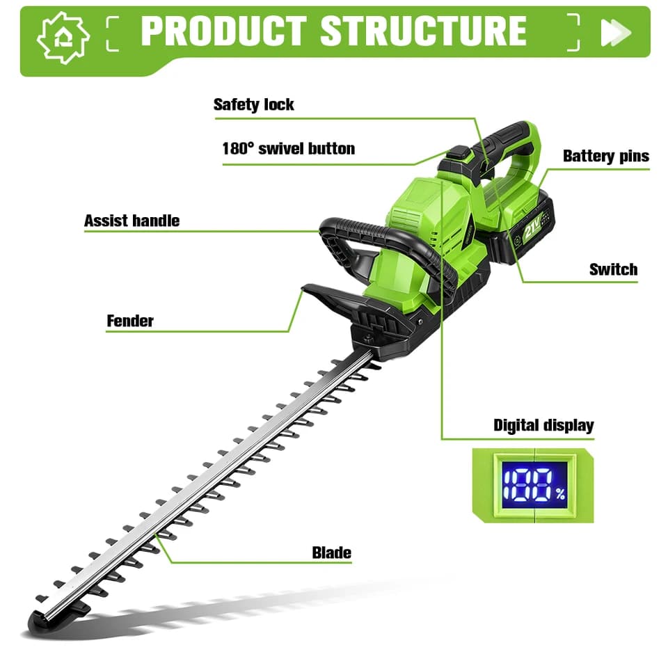 Brushless Hedge Trimmer | 2000W Cordless | For Makita 18V Battery - Thumbnail 4