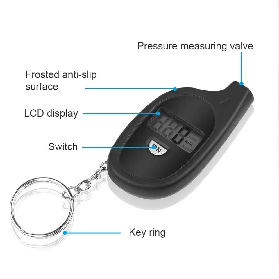Tire Pressure Gauge | Backlit LCD | 250 PSI for Cars & Motorcycles - Thumbnail 6