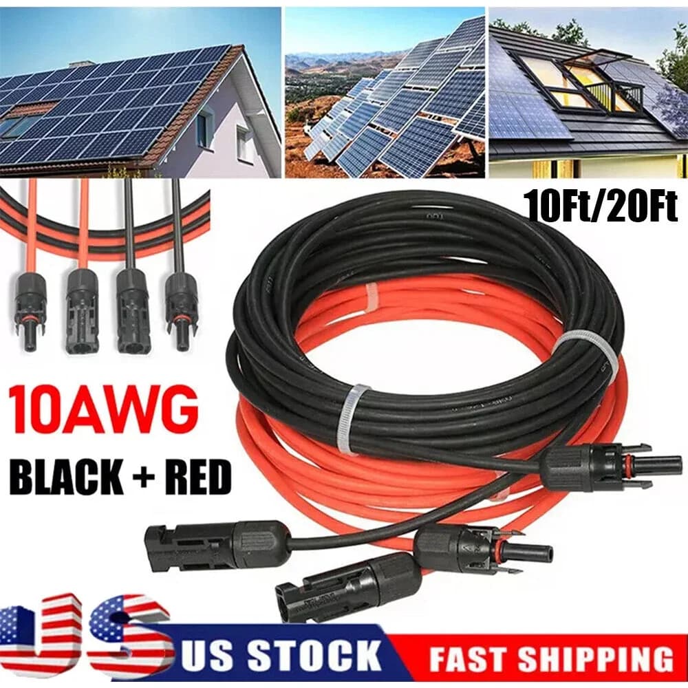 Solar Panel Extension Cable | 10 AWG 6mm² Silicone Wire | Waterproof PV Connectors - Thumbnail 2