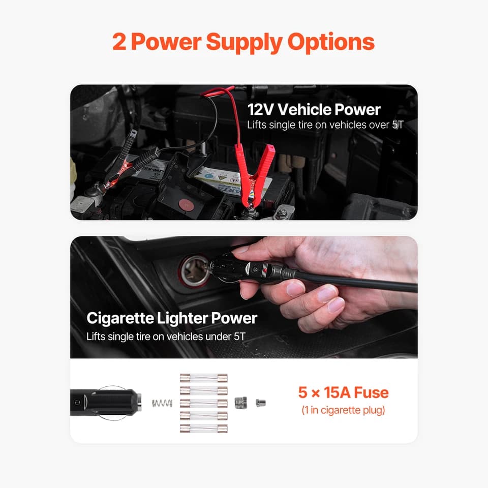Car Jack for Changing Tires | Built-In 12V Air Inflator | 5 Ton Lift - Thumbnail 6