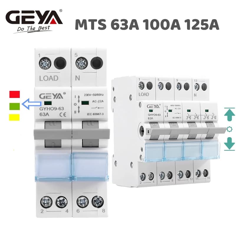 GEYA Din Rail Miniature Circuit Breaker | Dual Power Manual Transfer | 1P-4P Changeover - Thumbnail 6
