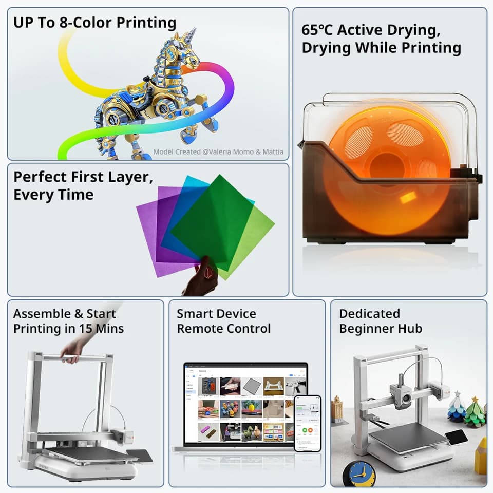 ANYCUBIC Kobra 4 3D Printer | 600mm/s Fast Printing | Multi-Colour, APP Control - Thumbnail 3