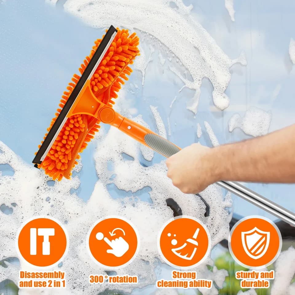 Squeegee for Window Cleaner | 72" Telescopic Handle | Shower Glass & Home Cleaning - Thumbnail 5
