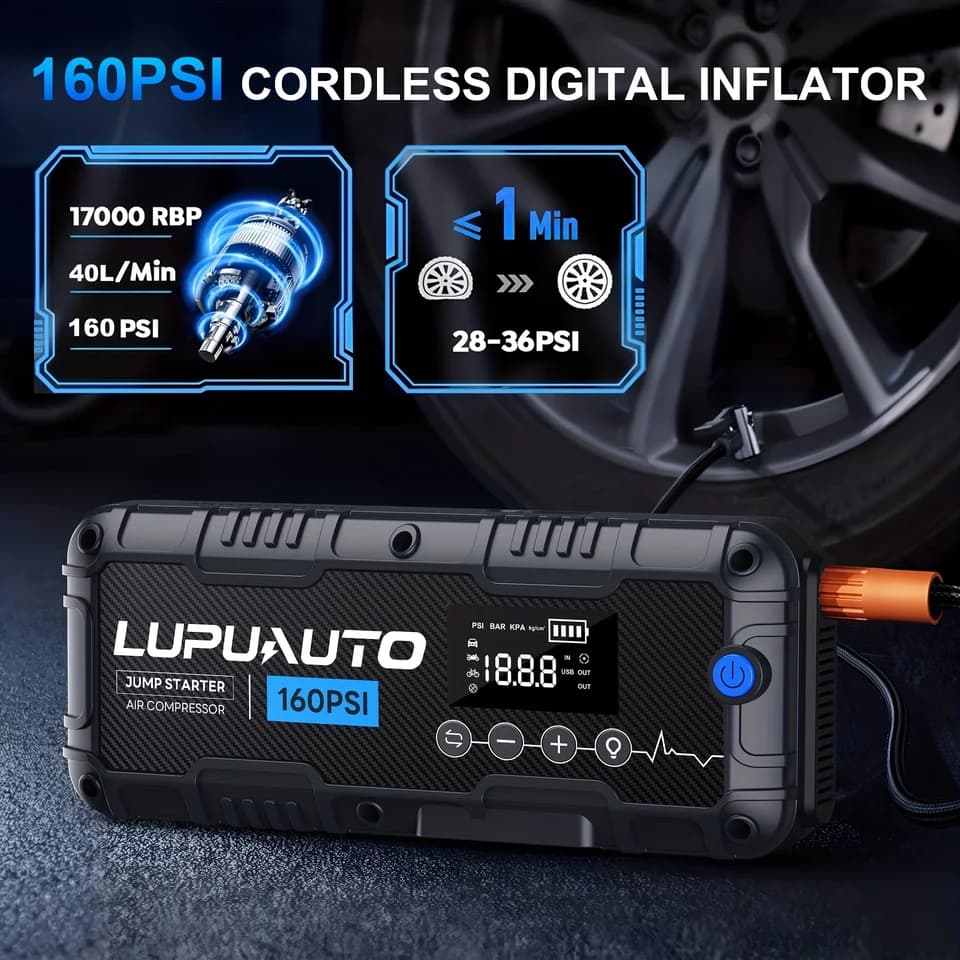 4000A Jump Starter | 4-in-1 Portable Car Battery Charger & Tyre Inflator - Thumbnail 4