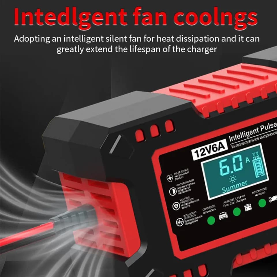 Car Battery Charger 12V 6A Digital | Pulse Repair & Display | Overvoltage Protection - Thumbnail 5