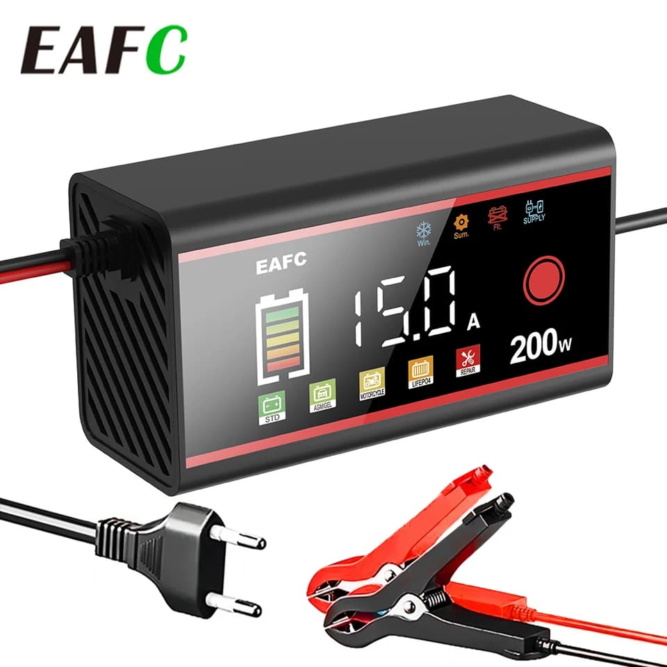 200W/100W Car Battery Charger | 12V 15A Automatic | Lead-Acid LiFePO4 GEL AGM - Thumbnail 2