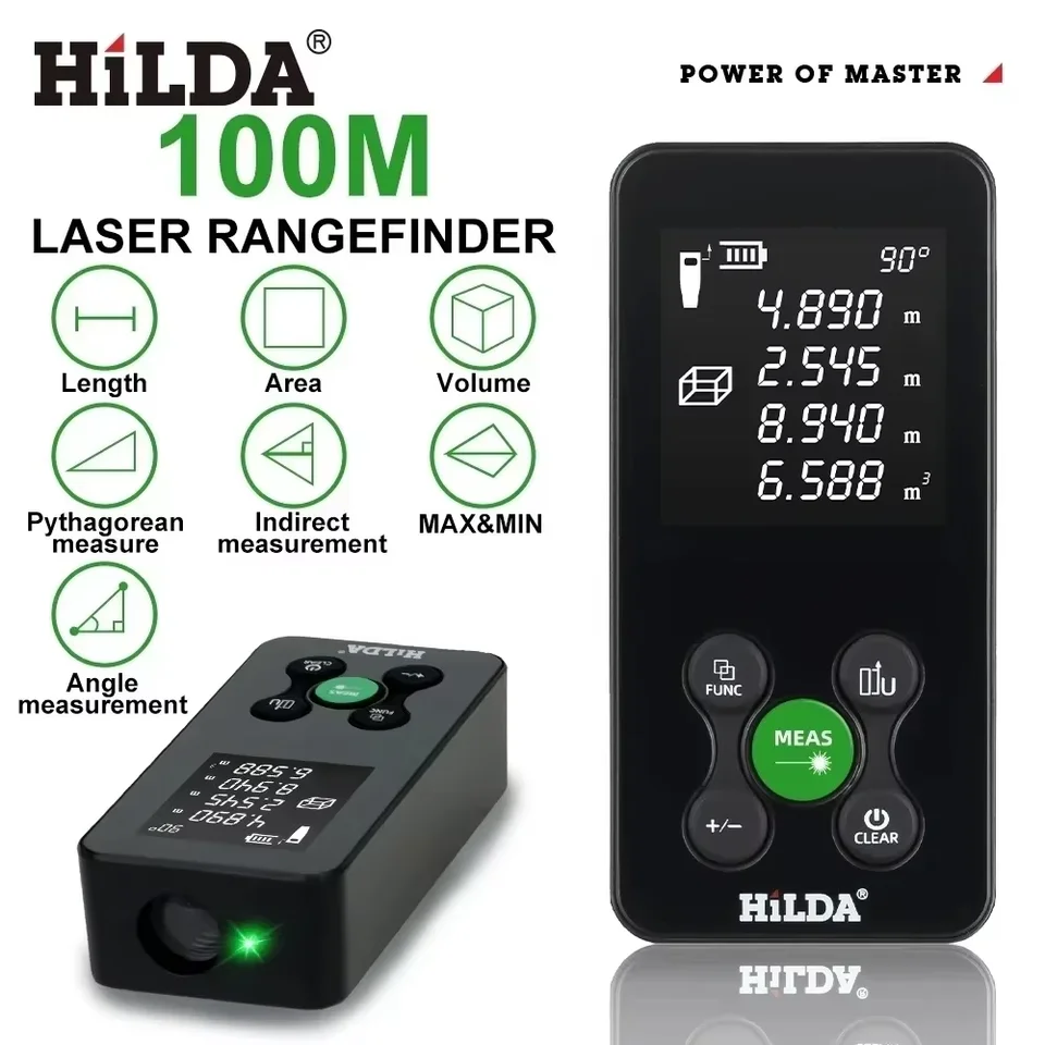 HILDA Laser Measure 50/100/120m | Rechargeable Digital Tape | Angle Measurement - Thumbnail 3