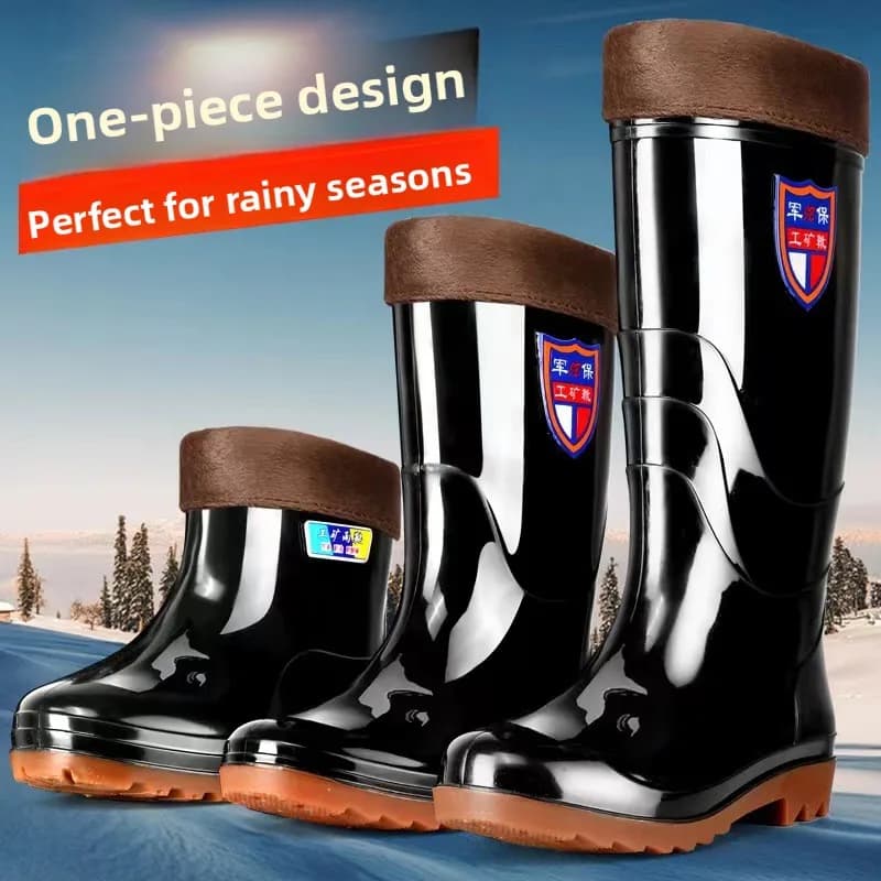 Men's Fleece Lined Boots | Waterproof Anti-Slip PVC | Fishing & Workwear - Thumbnail 4