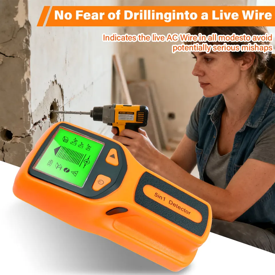 5-in-1 Stud Finder | Backlit Wall Scanner | Wood, AC Wire & Metal Detection - Thumbnail 6