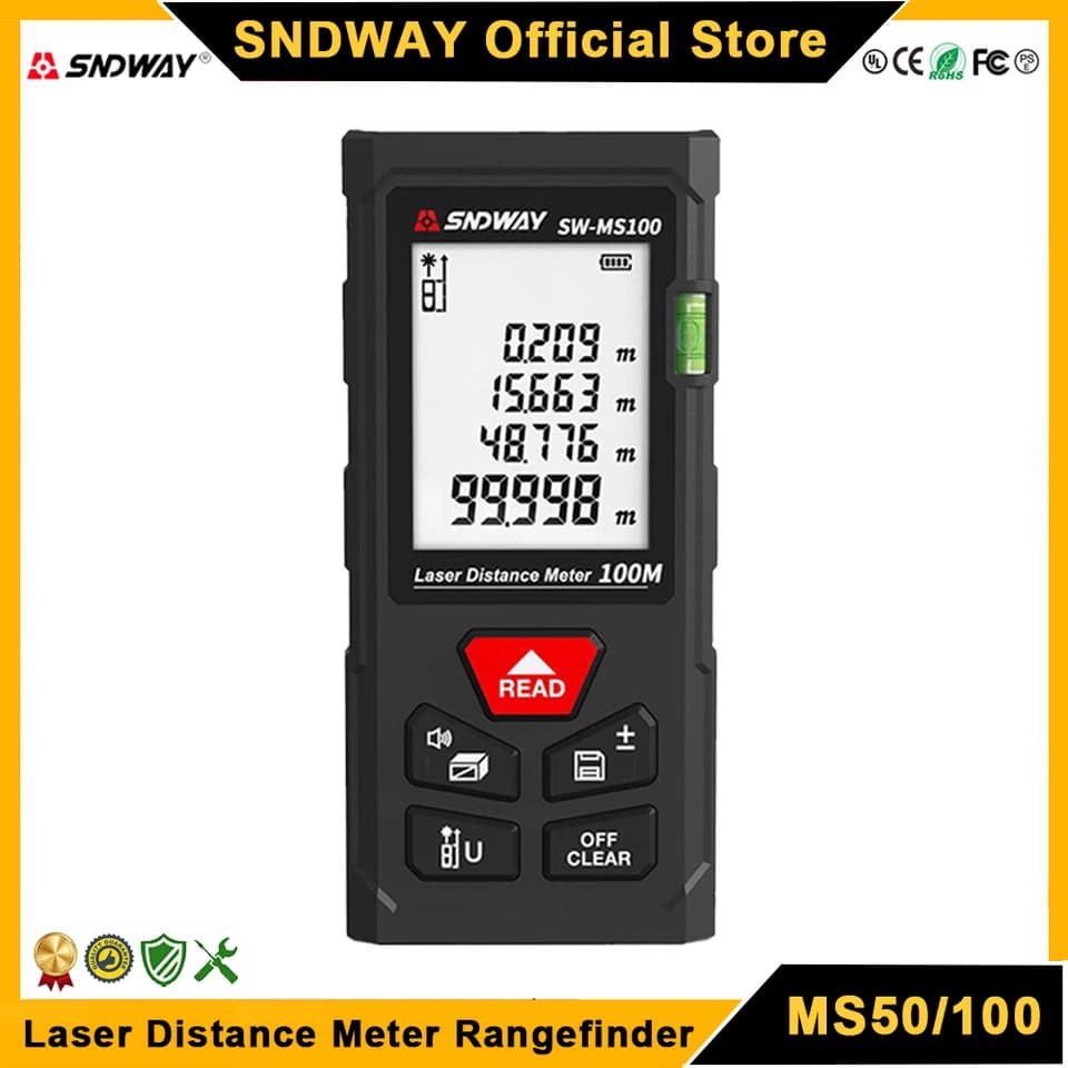 SNDWAY Laser Measure SW-MS50/70/100 | Professional Digital Rangefinder | Accurate Distance Tool - Thumbnail 3