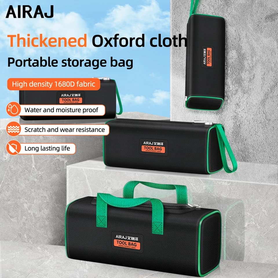 AIRAJ Tool Bag | Oxford Cloth Double Deck Storage | Electrician & Carpenter Repair - Thumbnail 2