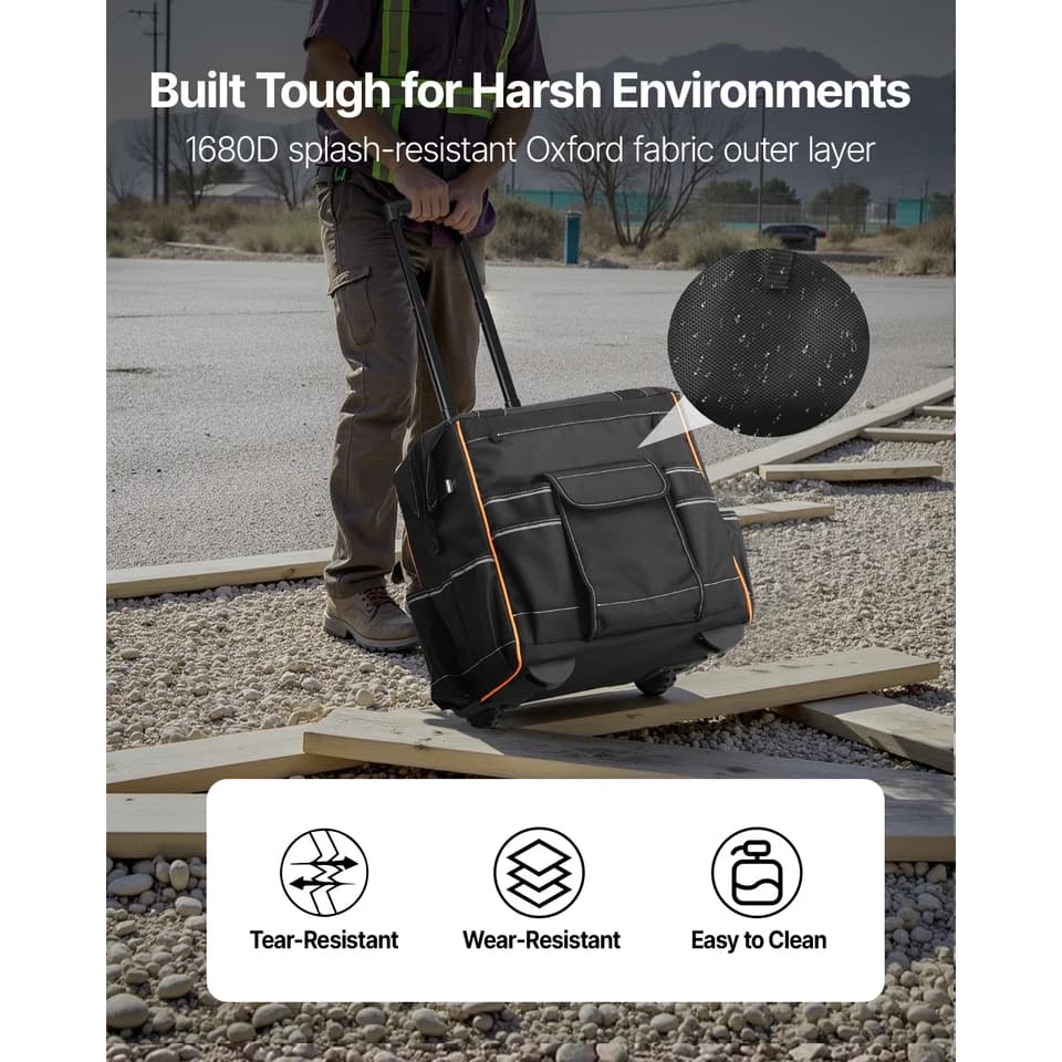 Rolling Tool Bag | 110lbs Capacity | Telescopic Handle & Wheels - Thumbnail 3