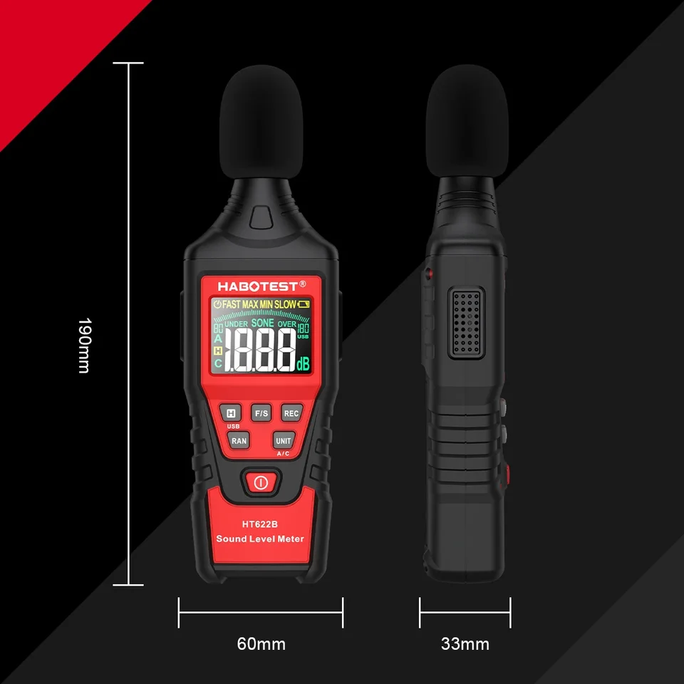 HT622 Sound Level Meter | 30-130dBA Noise Measurement | Portable Decibel Meter - Thumbnail 5