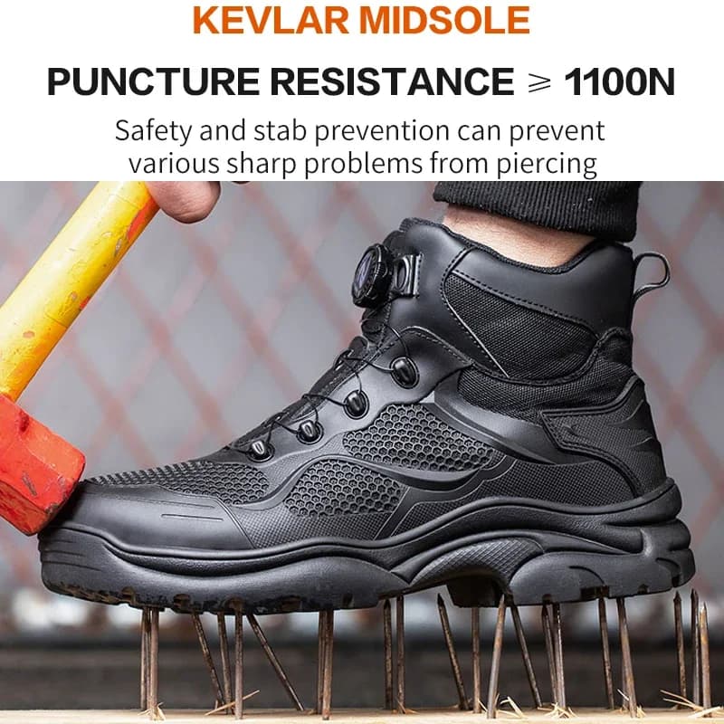 Safety Work Boots Men | Steel Toe Puncture-Proof | Breathable Rotary Buckle - Thumbnail 7