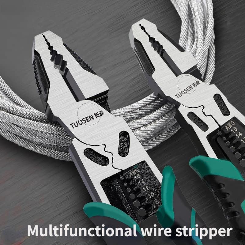 Multi-Function Wire Stripper Pliers | 9 Inch Electrician Tool | Pointed & Diagonal Nose - Thumbnail 5