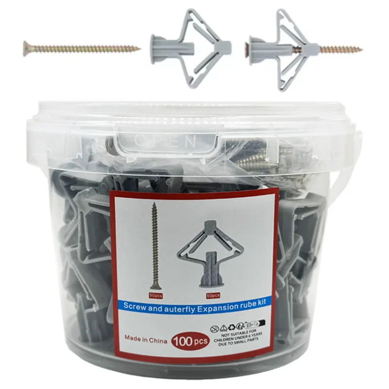 Fixings Kit | 100pc Hollow Wall Butterfly Anchors & Screws - Thumbnail 2