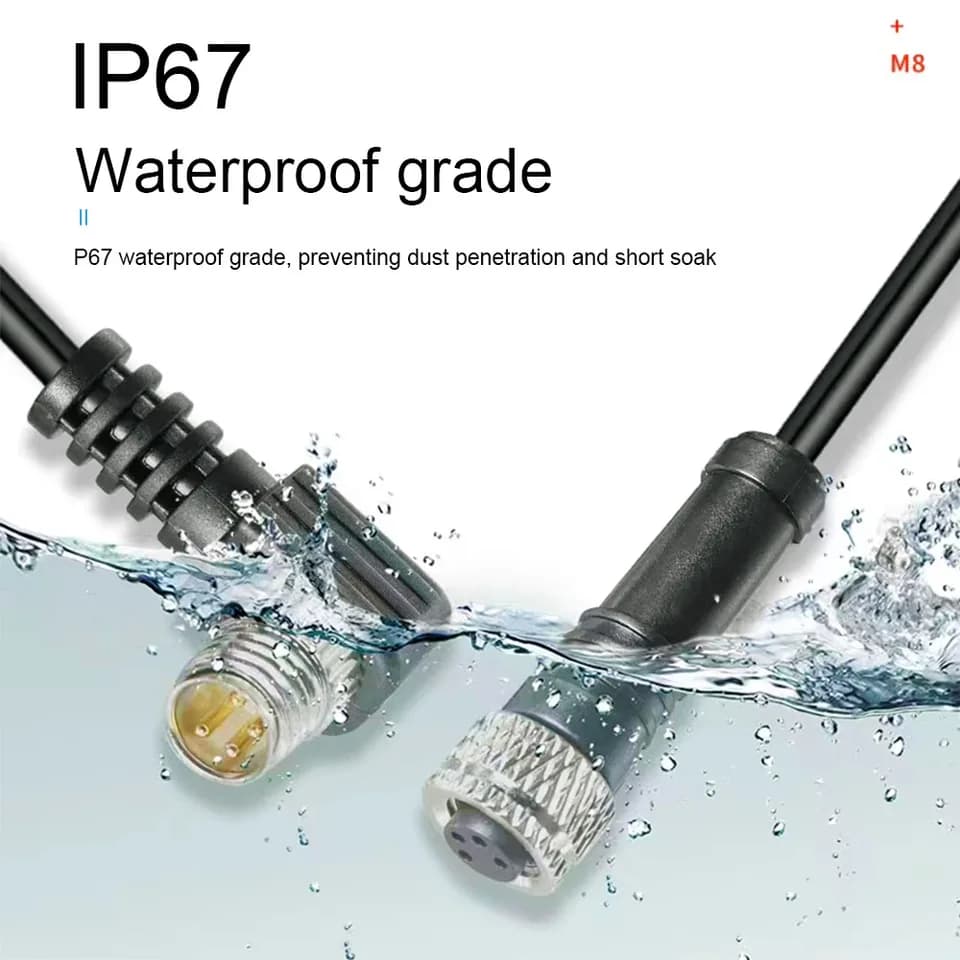Pan Connector Cable | M8 4-Pin Sensor Plug | 2m IP67 Waterproof - Thumbnail 2