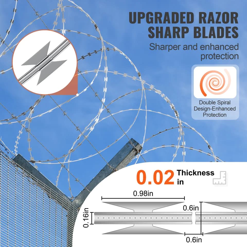 Barbed Wire Razor Wire Fencing | Double Spiral Galvanised | Security Perimeter - Thumbnail 3
