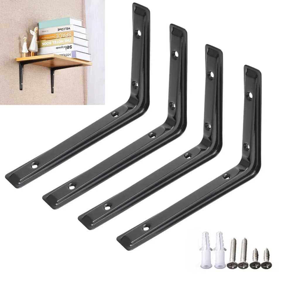Heavy Duty L Brackets | Black Steel Shelf Supports | Industrial & Garage Shelving - Thumbnail 2