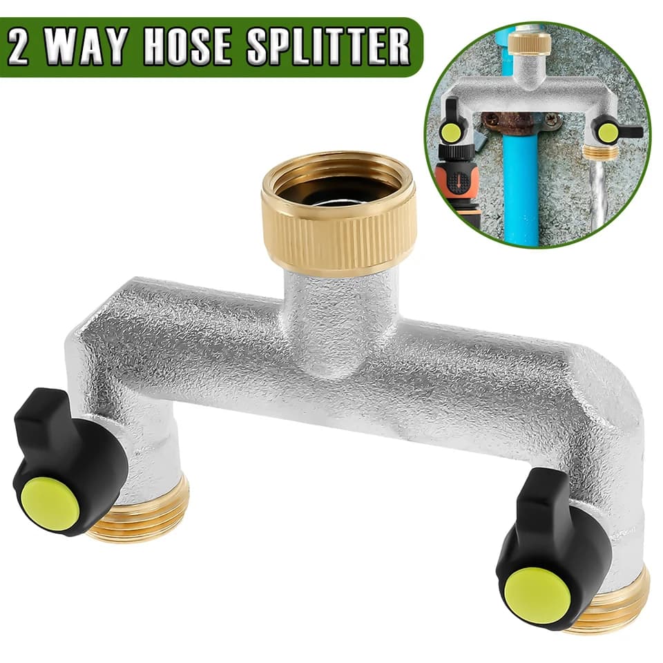 2-Way Flexible Tap Connector | Rustproof Zinc Alloy Splitter | For 3/4 Hoses - Thumbnail 2