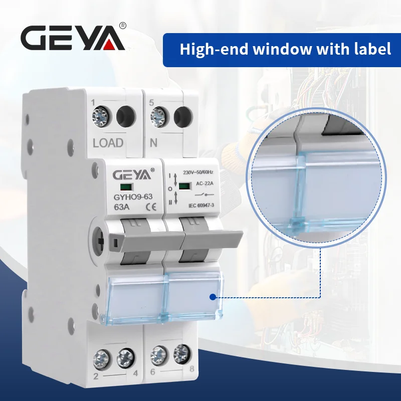 GEYA Din Rail Miniature Circuit Breaker | Dual Power Manual Transfer | 1P-4P Changeover - Thumbnail 4