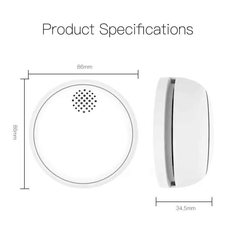 ZigBee Smart Smoke Detector | 85dB Siren Alarm | Home & Kitchen Fire Safety App Alert - Thumbnail 6
