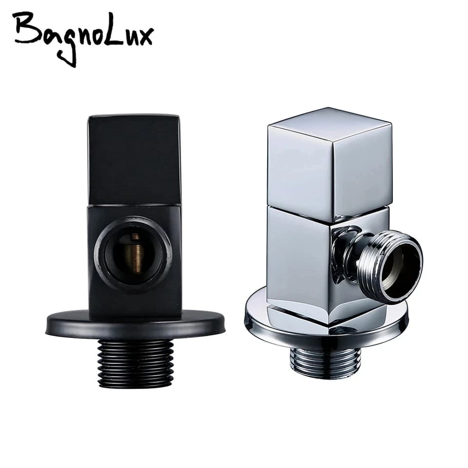 Brass Toilet Valve Flush | G1/2 Quarter Turn Angle Stop | Polished Chrome Finish - Thumbnail 2