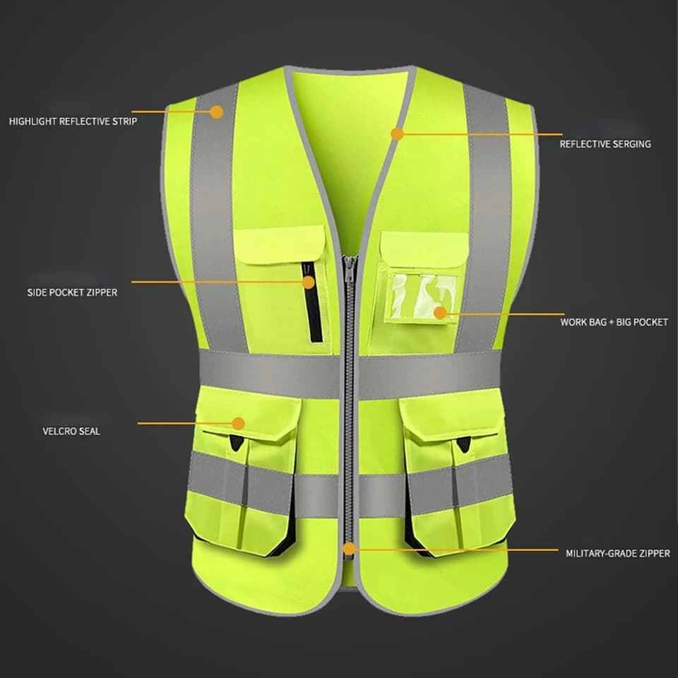 Two Tone Hi Vis Vest | Zip Pockets | Construction Workwear - Thumbnail 2