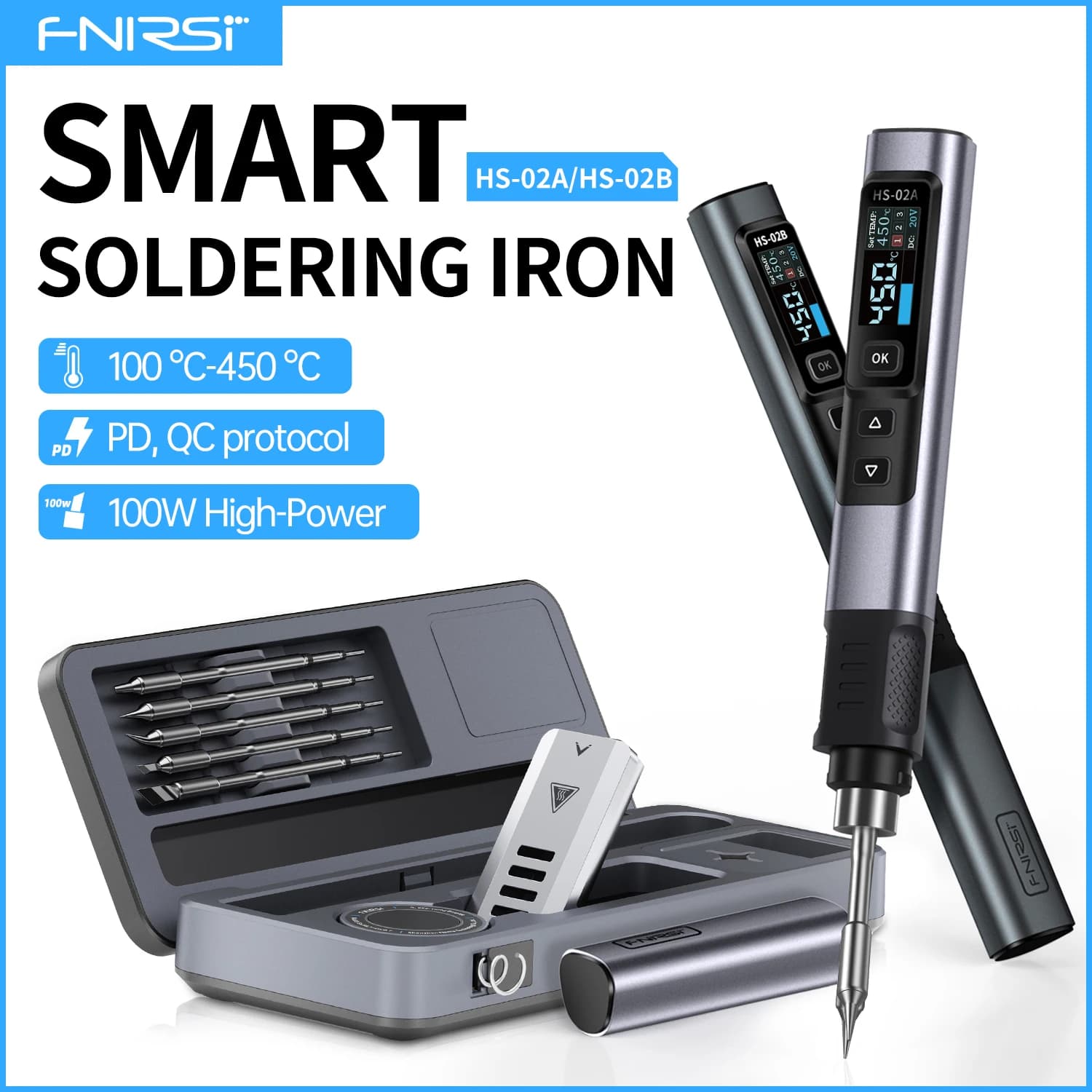 100W Smart Soldering Station | Fast-Heat, Adjustable Temperature Control | Precision Iron Kit - Thumbnail 2
