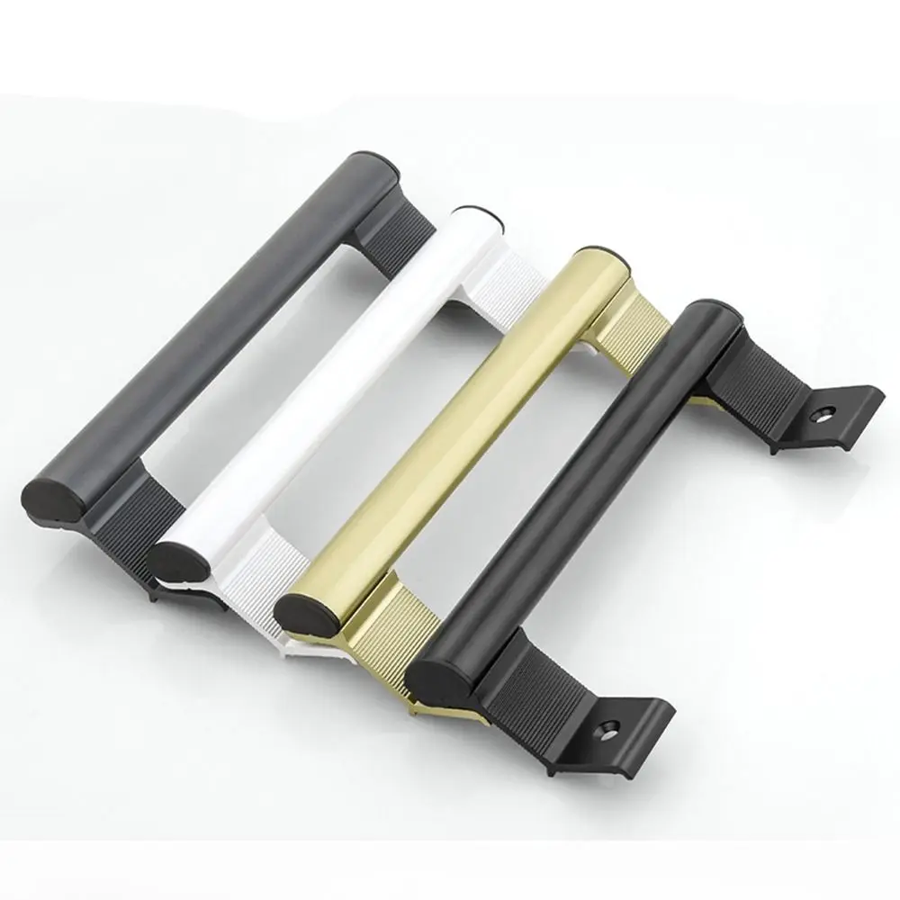 Punch-free aluminum alloy sliding barn door handle set with flush hardware for furniture cabinets, wood doors, and drawers.